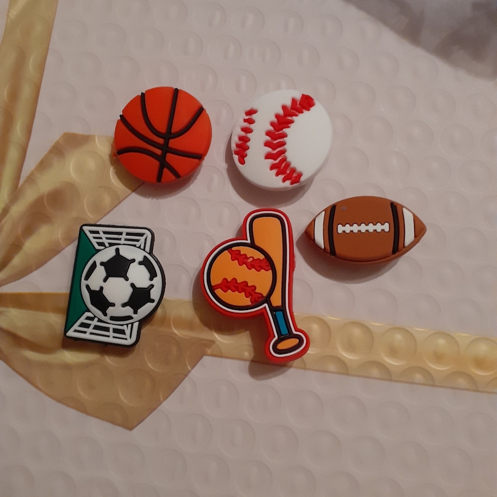 Sports balls shoe charms for Crocs. NWOT